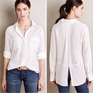 Cloth & Stone 100% Linen White Blouse